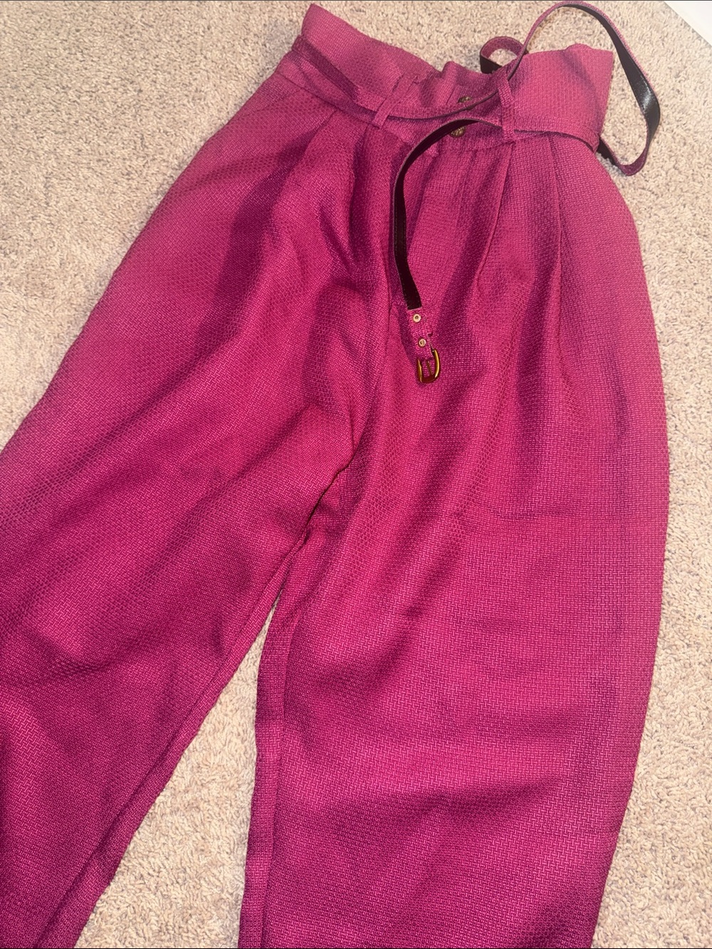 High-Waist Wide Leg Pants in Deep Berry - Picture 3 of 4
